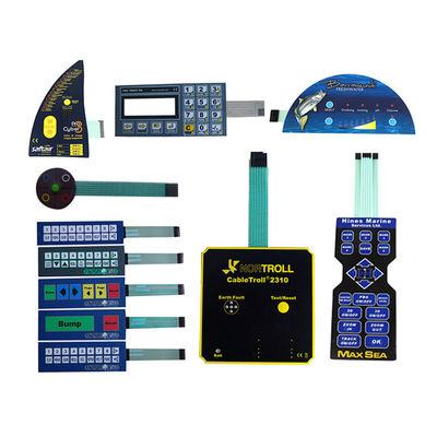 Harga yang bagus Kekuatan Aksi 50-500g PET Membrane Switch dengan Perekat Sensitif Tekanan PSA dan Kubah Logam Baja Rinsless Plated Emas yang Memberikan Umpan Balik Taktil on line